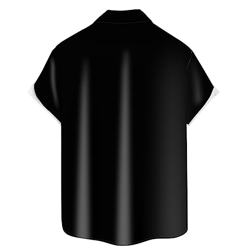 Men's Casual Button Down Shirts Halloween Printed Hawaiian Shirt Vintage Bowling Shirt4