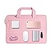 MOSISO Polyester Shoulder Bag with Storage Pockets Compatible 13-13.3 Inch Laptop, Pure Light Pink