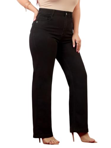 Image of Miss Chase A+ Women's Wide Leg High Rise Regular Length Stretchable Denim Jeans