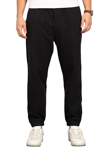 Image of Alan Jones Clothing Mens Washed Jersey Cotton Joggers Pants | Soft Stretch Cotton | Ankle Length with Elastic Hems