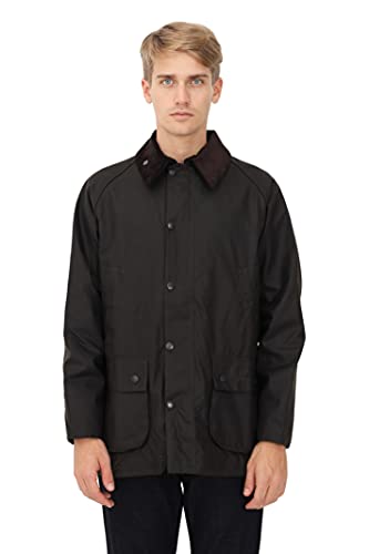Barbour Herren Parka Jacke Classic Bedale Wax Jac MWX0010OL71, Einfarbig, Gr. Large (Herstellergröße: 42), Grün (Olive 000)