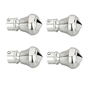 QUROLY Stainless Steel Curtain Brackets Set Parda Holder for Door and Window Fitting - Pack of Curtain Finials 4 Piece Suitable for 1 Inch Rod (Silver)