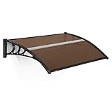 MCombo 39 inch x 38.6 inch Window Awning Outdoor Polycarbonate Hollow Sheet Door Patio Canopy (Dark Brown Hollow Sheet/Black Bracket+Aluminum Fixing Bar)