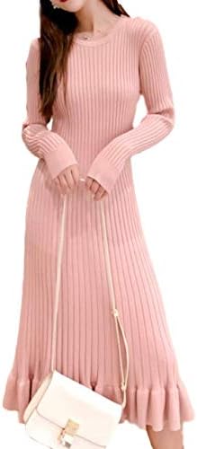 Amazon Co Jp アンリ 高見え 細見え リブニットワンピース 薄手 ペプラムフレア ロング丈 清楚 カジュアル 4色 M Xl レディース 服 ファッション小物