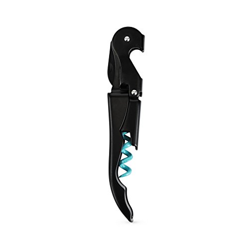 True 7185 Truetap: Double-Hinged Matte Black with Blue W Corkscrew, Teal