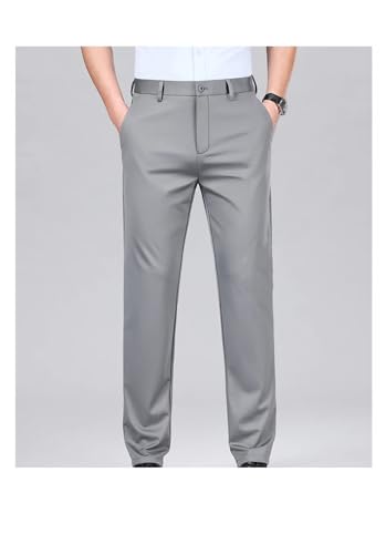 Men's High Stretch Summer Pants - Thin Ice Silk Business Elastic Waist Classic Work Office Formal Trousers2