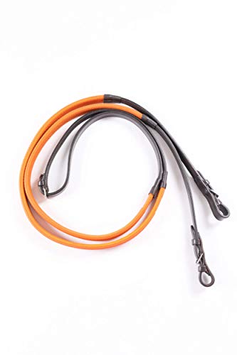 Reins loop premium cuir noir avec grip noir pour cavalier