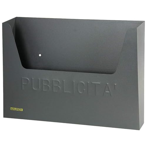 EffeDecor Cassetta Postale Porta Pubblicità in Acciaio Verniciato Antracite Condominiale da Esterno Ideale per Fissaggio a Parete Muro Giornali Offerte Casa 34x8x26 cm