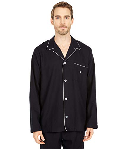 POLO RALPH LAUREN Men's Flannel Long Sleeve Pajama Top, P656, Polo Black, XL