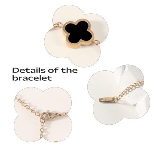 18K Gold Plated Clover Bracelet for Women Lucky Four Leaf Flower Dupe Bracelet Set Trendy Jewelry Birthday Gifts for Women/MoM/Friends/Sister/Besties4