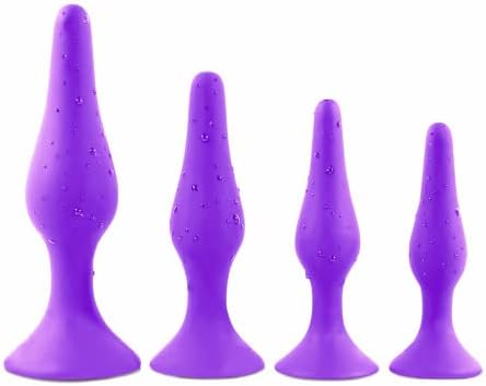 Anal Plug Training Set - Silicone Anal Sex Toys for Beginners and Advanced - Anal Butt Plugs Starter Kit for Women and Men - 3 Piece Soft Waterproof Silicone Butt Sex Trainer (Purple)
