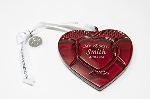 Waterford Personalized Times Square 2023 Gift Of Love Ruby Heart Ornament, Custom Engraved Red Crystal Christmas Ornament For Couples, Anniversary, Engagement And More #TOP2