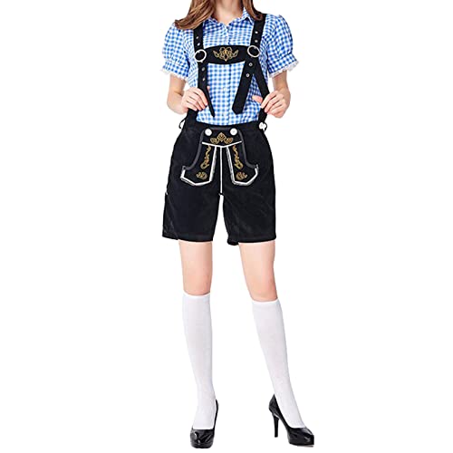 Traje de Oktoberfest para mujer con camisa a cuadros y pantalón cómodo para la fiesta de la cerveza 1