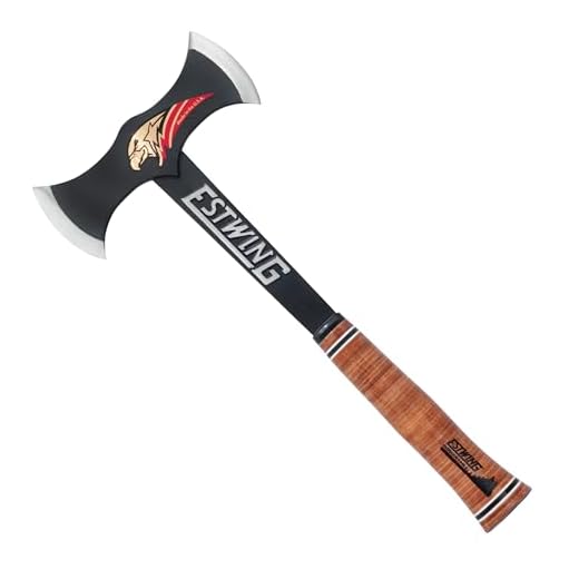 Estwing - Drake Off Road Tools Double Bit Axe - 38 oz Wood Spitting Tool with Forged Steel Construction & Shock Reduction Grip - EDBA Leather