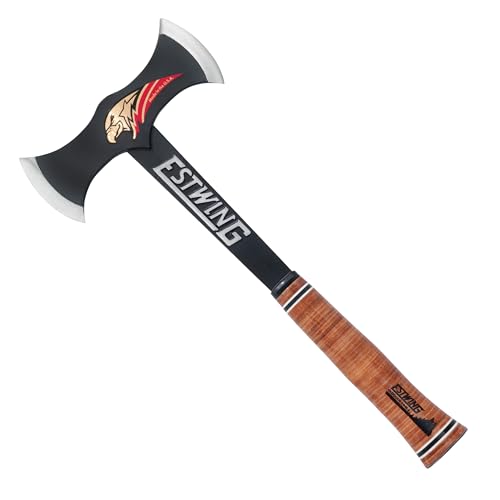 ESTWING Double Bit Axe - 38 oz Wood Spitting Tool with Forged Steel Construction & Genuine Leather Grip - EDBA