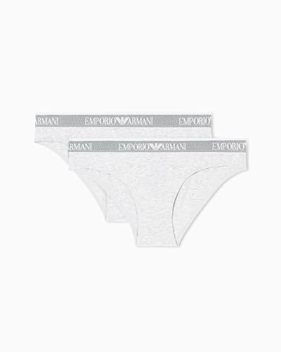 Emporio Armani Logoband - Paquete de 2 Calzoncillos para Mujer, Color Gris, Talla M, Gris, M