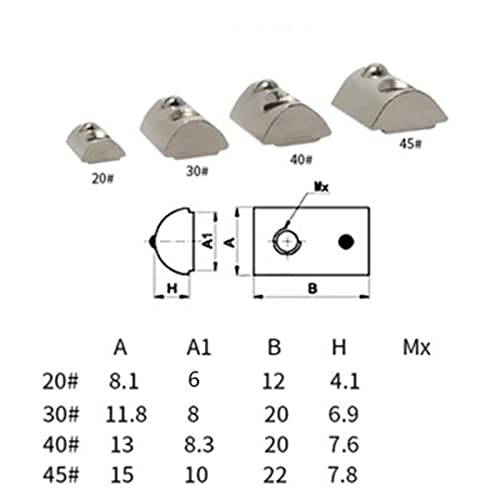 Tuerca de Mano Tuercas de Resorte en T enrollables, 20/50/100/500 Piezas, M3, M4, M5, M6, semicirculares, elásticas, para perfiles de Aluminio 2020, Ranura 6(500pcs,20-M3)