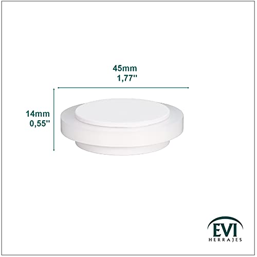 Evi | Adhesive Doorstop | 1,77X0,55 Inch | Natural Silicone White Rubber | Stainless Steel White Painted | Great Adherence | Silent And Safe | Mod. I-203X12 #TOP1