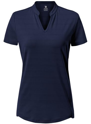 Image of Gopune Women's V Neck Golf Polo Shirts Collarless Short Sleeve Lightweight Quick Dry Tennis Running T-Shirts