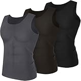 Toulite 3 Piezas térmicas para Hombre, Camiseta sin Mangas térmicas de Invierno, Camisetas para Hombre, Ropa Interior cálida, Chaleco de Capa Base, Negro, marrón, Gris., Large