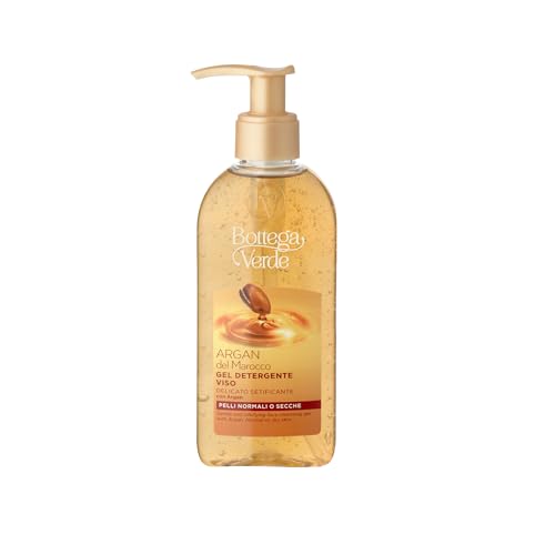 Bottega Verde - Argan del Marocco, Gel Detergente Viso, 200 ml, con Argan, Delicato Setificante, per Pelli Normali o Secche