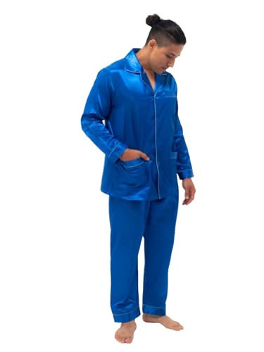 Mens Light Brushed Back Satin Pajamas2