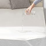 モダンデコ 防水シーツ おねしょ対策 2層構造 ノンパイルタイプ 160×200cm ゴムバンド ズレ防止 洗濯可 (クイーン, ミルキーホワイト)