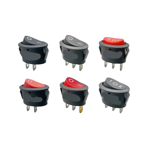 Interruptor basculante negro con boton rojo de 3 pines y 2 marchas para cortes de corriente