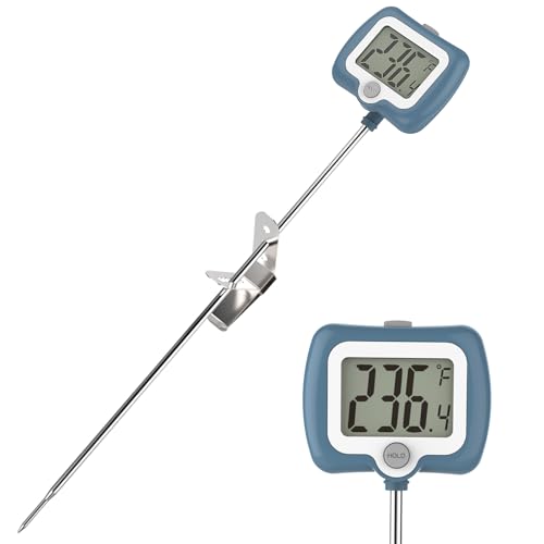 KT THERMO Digital Candy Thermometer, LCD Instant Read Food Thermometer with 10' Probe and Pot Clip...
