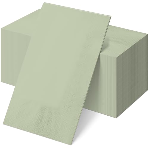 50Pcs Sage Green Disposable Paper Napkins Decorative Dinner Cocktail Napkin Paper Hand Towels for Easter Wedding Birthday Baby Shower Party Decorations and Supplies 7.9x4.3