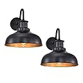 Diyel Farmhouse Gooseneck Barn Light Outdoor Wall Sconce Vintage Outdoor Wall Mount Light Exterior Wall Lighting Fixture Black Industrial Wall Lantern for Porch, Entryway, Garage, 2 Pack RZ007-2BK