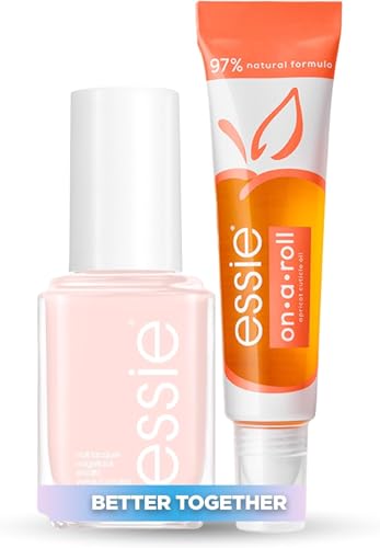 Essie Rutina de uñas con esmalte de uñas clásico, Tono Mademoiselle y el tratamiento On a Roll Apricot aceite de uñas y cutículas