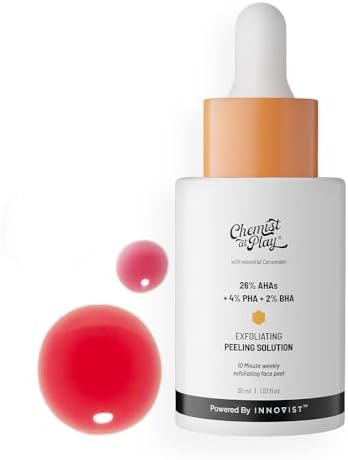 Chemist at Play 26% AHA 2% BHA 4% PHA Peeling Solution | Chemical Exfoliator For Face | Glycolic Acid (AHA), Salicylic Acid (BHA), Lactobinoic Acid (PHA) | Tan Off 10-Minute Peel 1 fl oz.