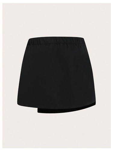 Floerns Women's Plus Size Solid Elastic Waist Wrap Drawstring Front Short Skirts2