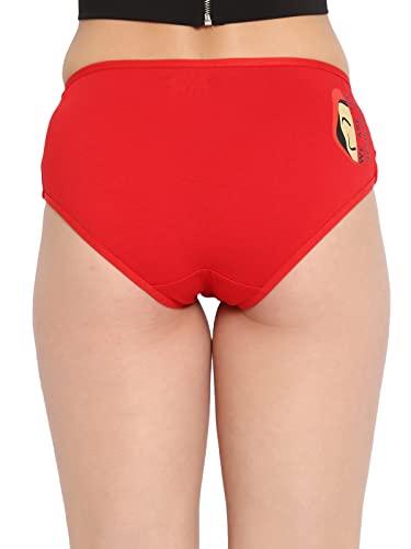 Image of Clovia Women's Cotton Mid Waist Graphic & Text Print Hipster Panty in Red