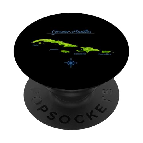 Mapa de Antillas Mayores Cuba Jamaica Hispaniola Puerto Rico PopSockets PopGrip Adhesivo ✅