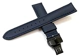 19mm Genuine Leather Watch Band Strap Fits BL8000-54L Eco-Drive Calibre 8700, 8700 Blue Deployment Black Buckle
