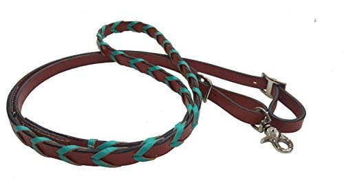 Showman Leather Braided Reins w/Colored Lacing