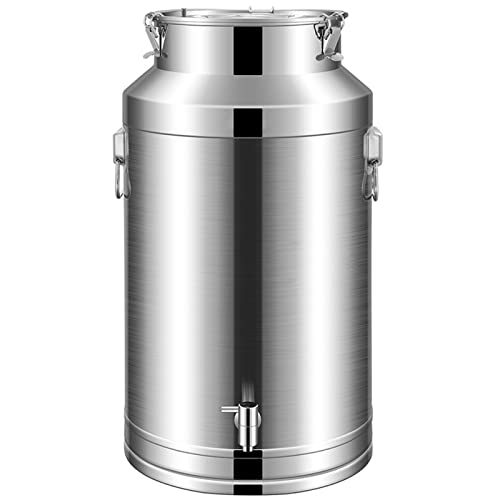 Edelstahl 304 Milchkanne 3-10L Milchtransportfass Wasserkrug Eis Eimer Weineimer Tragekrug Mit Wasserhahn Und Versiegelter Deckel Für Die Flüssigkeitslagerung (Silber),3L