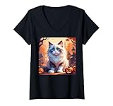 Photo Gallery donna ragdoll cat, gatti, halloween, amante dei gatti, ognissanti maglietta con collo a v Photo Gallery donna ragdoll cat, gatti, halloween, amante dei gatti, ognissanti maglietta con collo a v