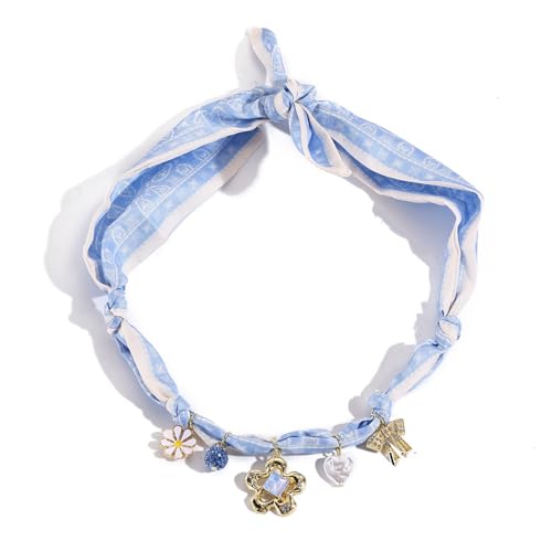 Bandana Charm Necklace for Women Scarf Necklaces With Charms Pendant Choker Necklaces Jewelry