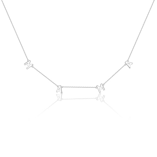 MILACOLATO Mother's Day Gifts 925 Sterling Silver Mama Necklace 14K White Gold Plated Mom Necklaces for Mom New Mum Grandma Women Wife