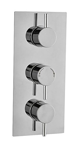 Valla Dual Shower Thermostatic Valve | Concealed Round Controls | Chrome Plate | Dual Outlet