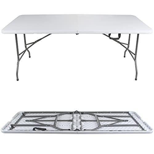 ANJI DEPOT 4/6ft Folding Trestle Table, Heavy Duty Trestle Picnic Garden Table (White) - Image 5