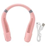 Ventilador De Cuello Sin Aspas Portátil, Luz De Respiración 2400mah Mini Ventilador De Cuello Manos Libres Recargable Para Viajes Al Aire Libre, Diseño De Auriculares(Pink)