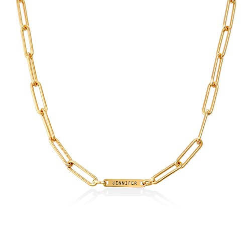 OAK & LUNA - Personalized Ivy Paperclip Chain Necklace - Custom Engraved Jewelry for Her, Women - Gift for Mother's Day, Birthday, Christmas