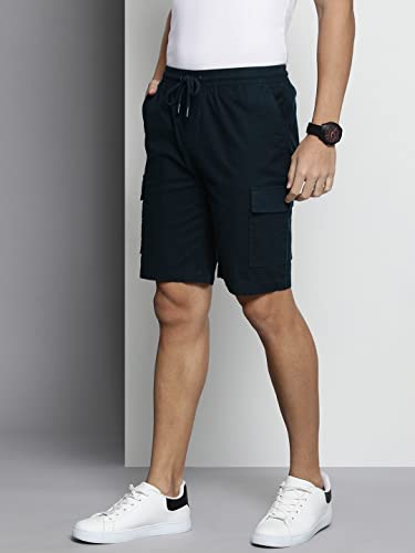 Image of The Indian Garage Co Men Slim Fit Solid Mid-Rise Cargo Shorts