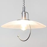 zeitverlorener protodrache Fassung: E27 bis 100 Watt Praktische Hängeleuchte in Silber Zeitloser Stil inkl. 1x 12W E27 LED Pendelleuchte aus Metall & Glas höhenverstellbare Hängelampe für Küche Pendellampe Lampe Leuchten Beleuchtung innen