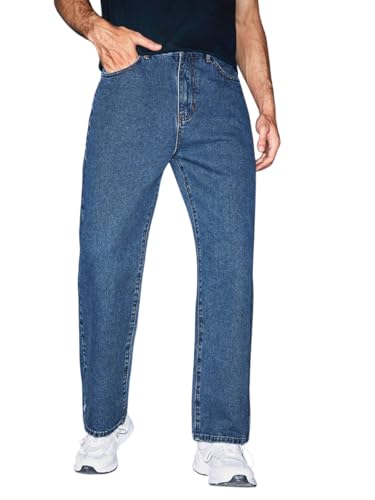 Image of KOTTY Men's Straight Leg Cargo Jeans - Retro Street Style Denim with Utility Pockets