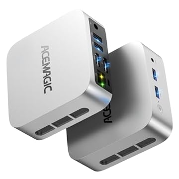 ACEMAGIC Mini PC Computadores 16GB DDR4 RAM 512GB SSD, N97 12ª geração Alder Lakec (Beat N100/N95, até 3,6GHz), Mini computador, desktop pequeno 4K Dual Display/WiFi/VESA para casa/escritório, SO